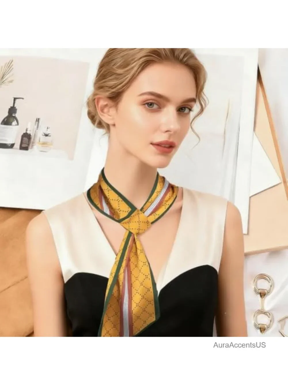 Women's Silky Polyester Pull Through Scarf, Neck Scarf & Head Scarf